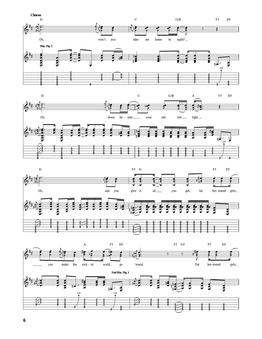 Fat Bottomed Girls Fat Bottomed Girls Acoustic Guitar scores gallery preview page 6