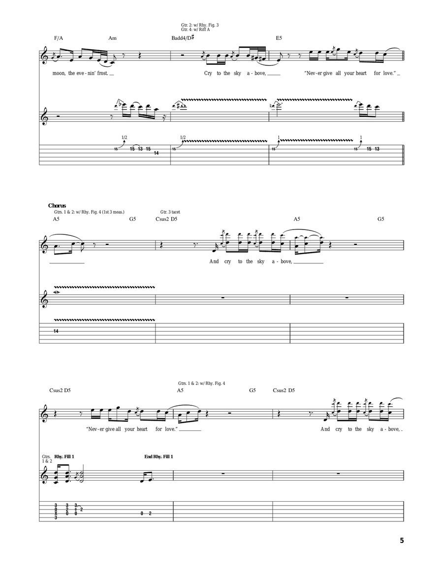 Never Give All Your Heart Acoustic Guitar scores gallery preview page 5
