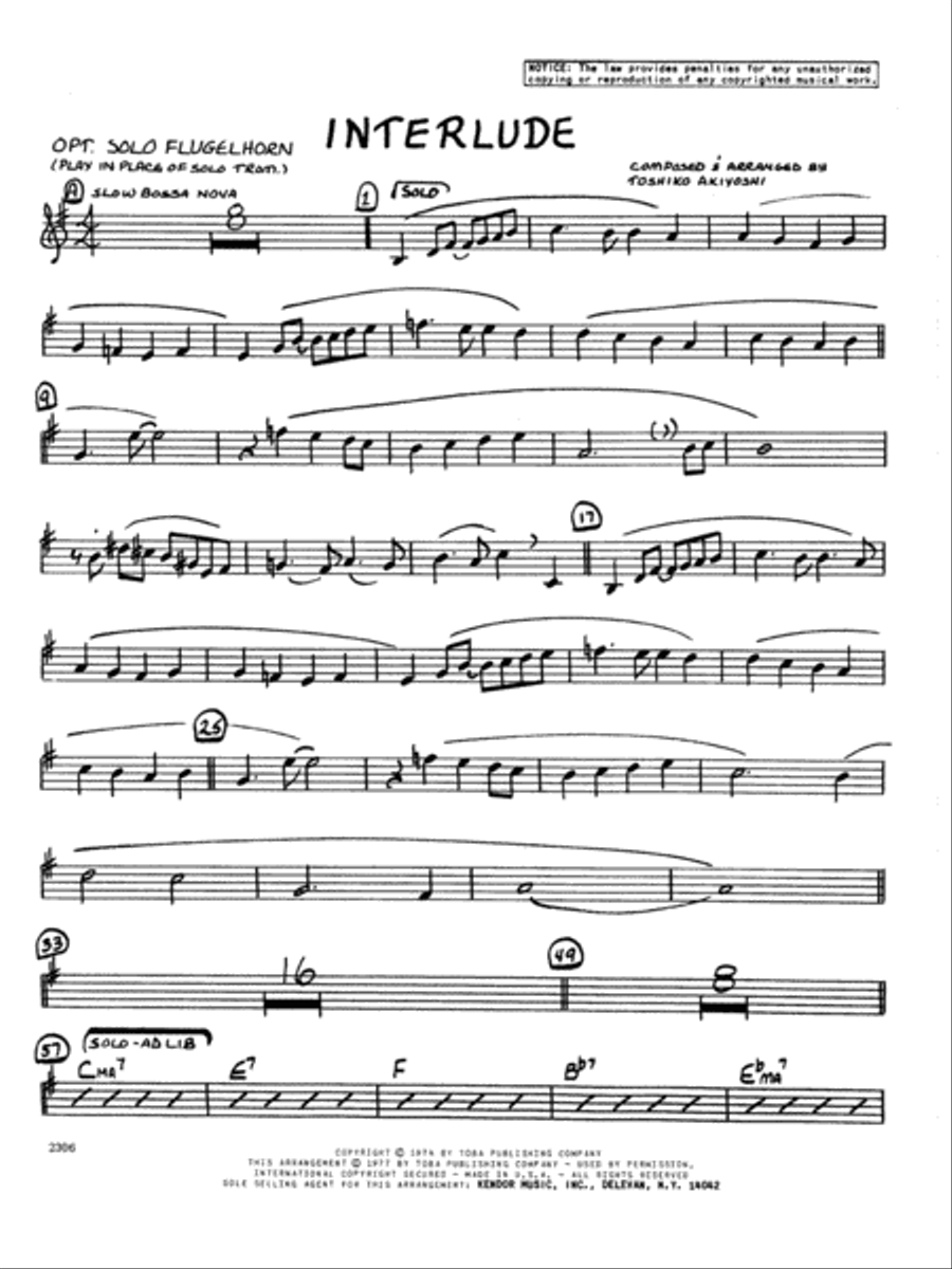 Interlude - Flugelhorn Flugelhorn scores gallery preview page 1