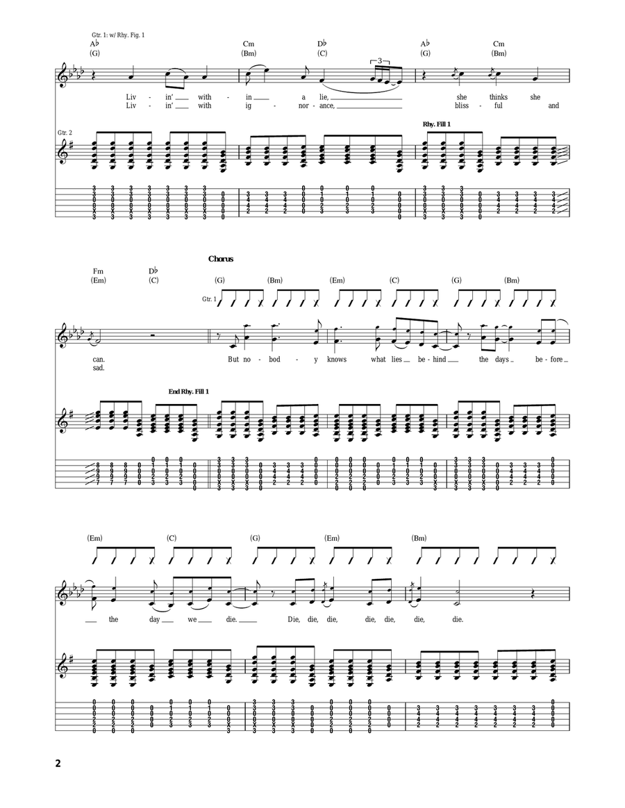 Die Die Die Die Die Die Acoustic Guitar scores gallery preview page 2