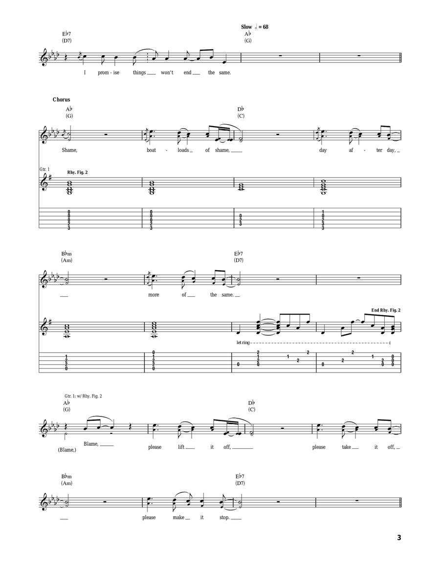Shame Shame Acoustic Guitar scores gallery preview page 3