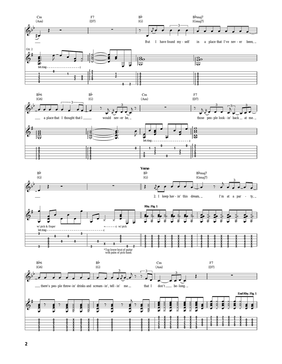 Paranoia In B Flat Major Paranoia In B Flat Major Acoustic Guitar scores gallery preview page 2