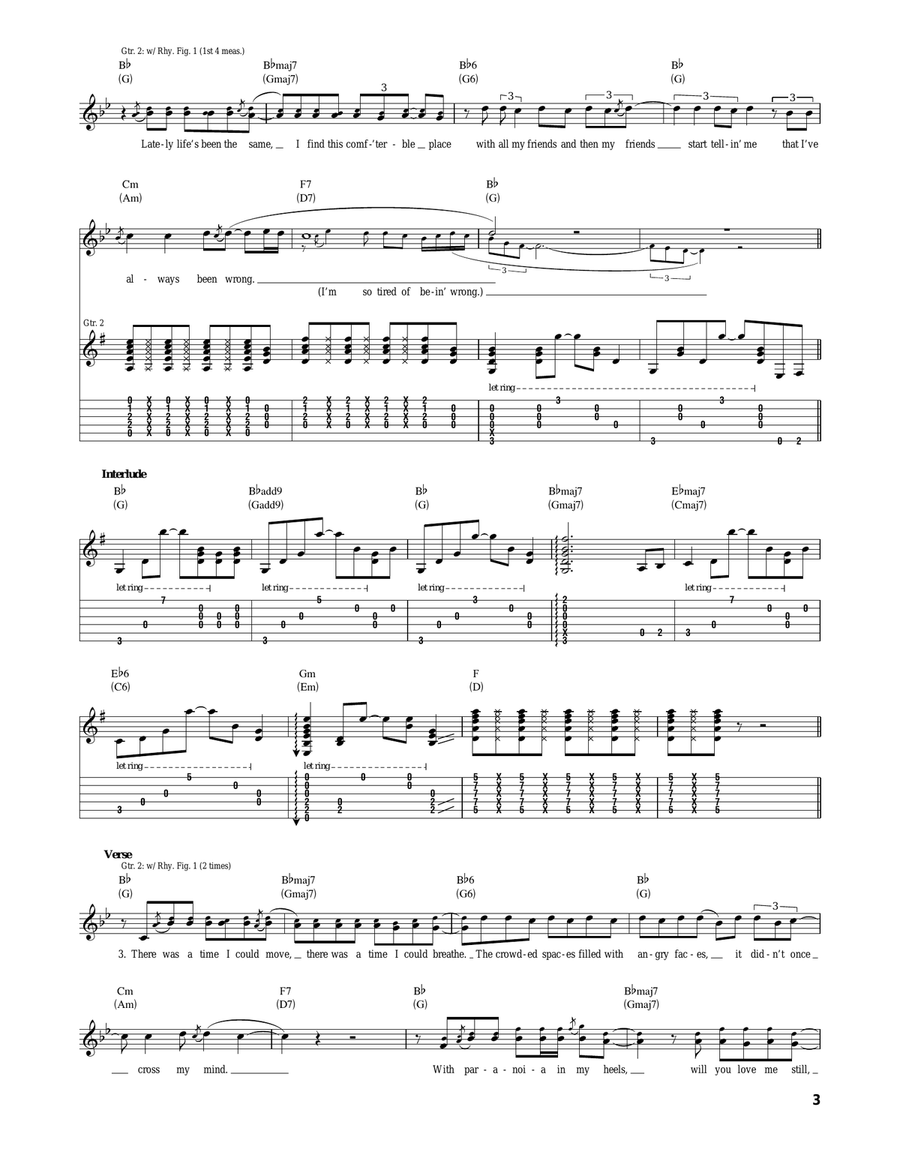 Paranoia In B Flat Major Paranoia In B Flat Major Acoustic Guitar scores gallery preview page 3