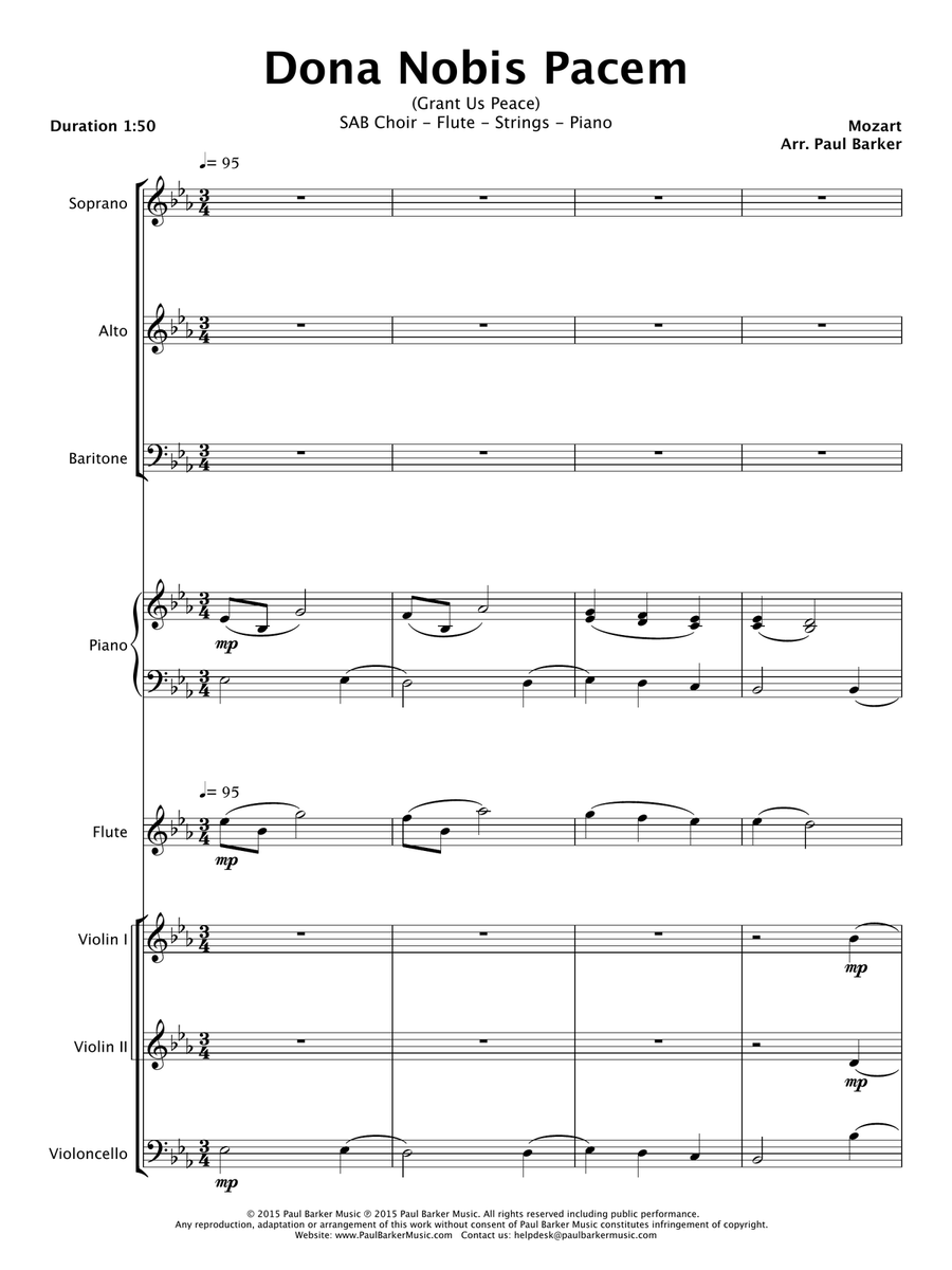Dona Nobis Pacem (SAB Choir & Chamber Ensemble) 3-Part scores gallery preview page 2