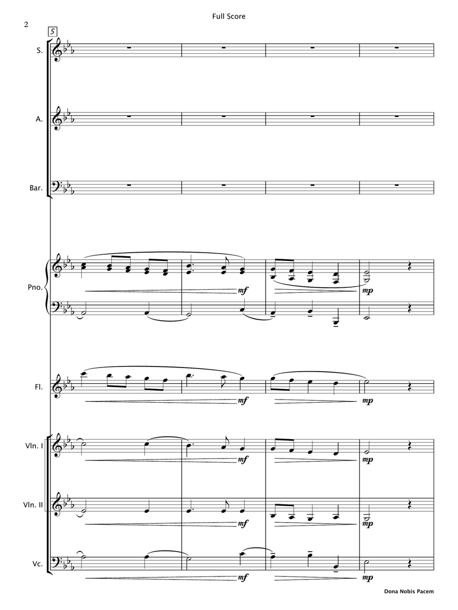 Dona Nobis Pacem (SAB Choir & Chamber Ensemble) 3-Part scores gallery preview page 3