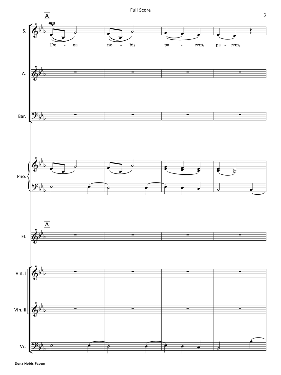 Dona Nobis Pacem (SAB Choir & Chamber Ensemble) 3-Part scores gallery preview page 4