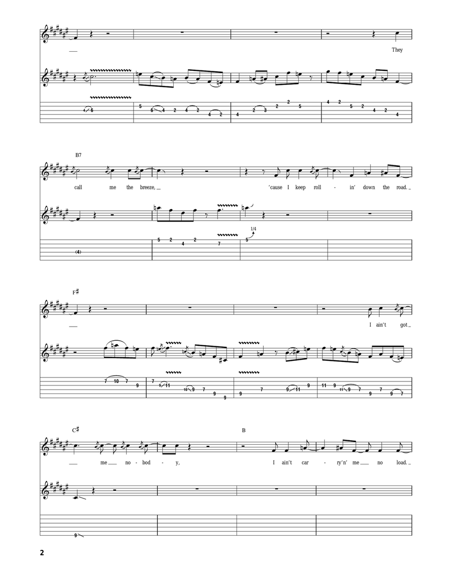 Call Me The Breeze Call Me The Breeze Acoustic Guitar scores gallery preview page 2