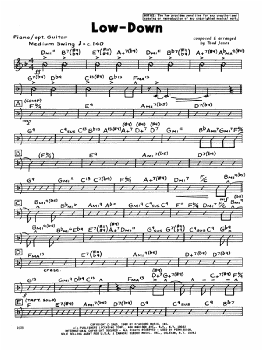 Low-Down - Piano Piano Solo scores gallery preview page 1