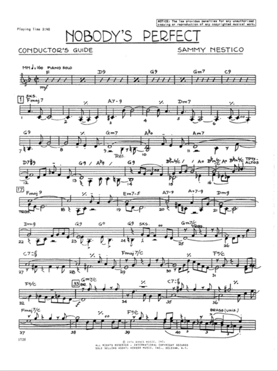 Nobody's Perfect - Conductor Jazz Ensemble scores gallery preview page 1