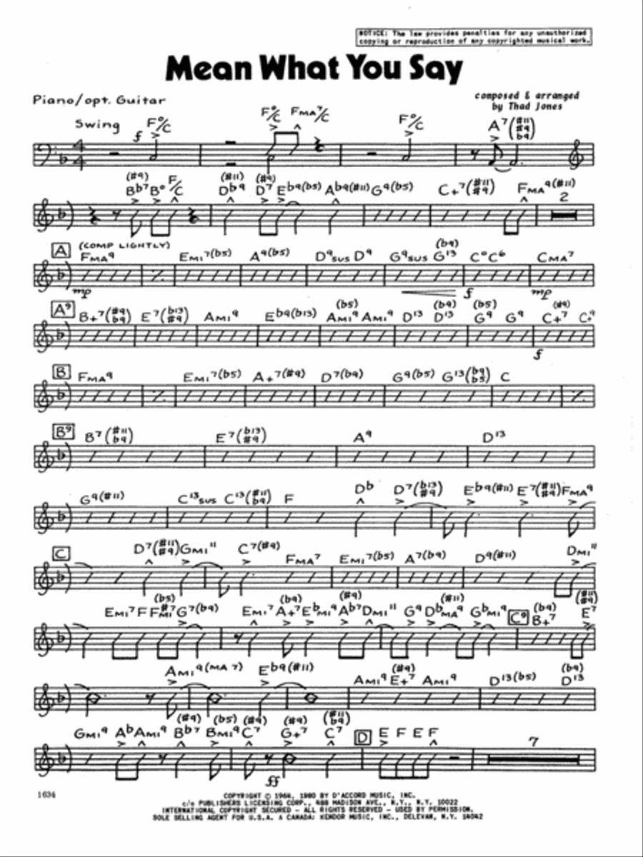 Mean What You Say - Piano Piano Solo scores gallery preview page 1