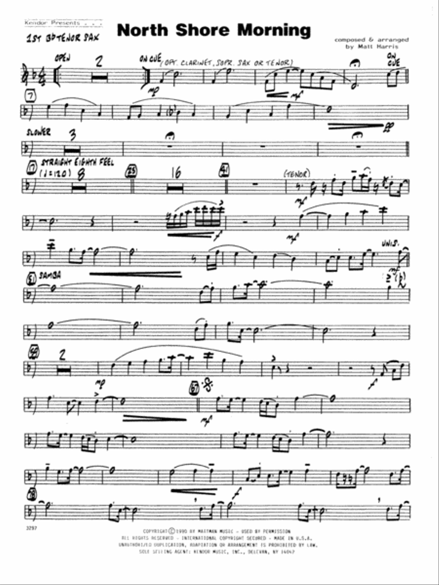 North Shore Morning - 1st Bb Tenor Saxophone Tenor Saxophone scores gallery preview page 1