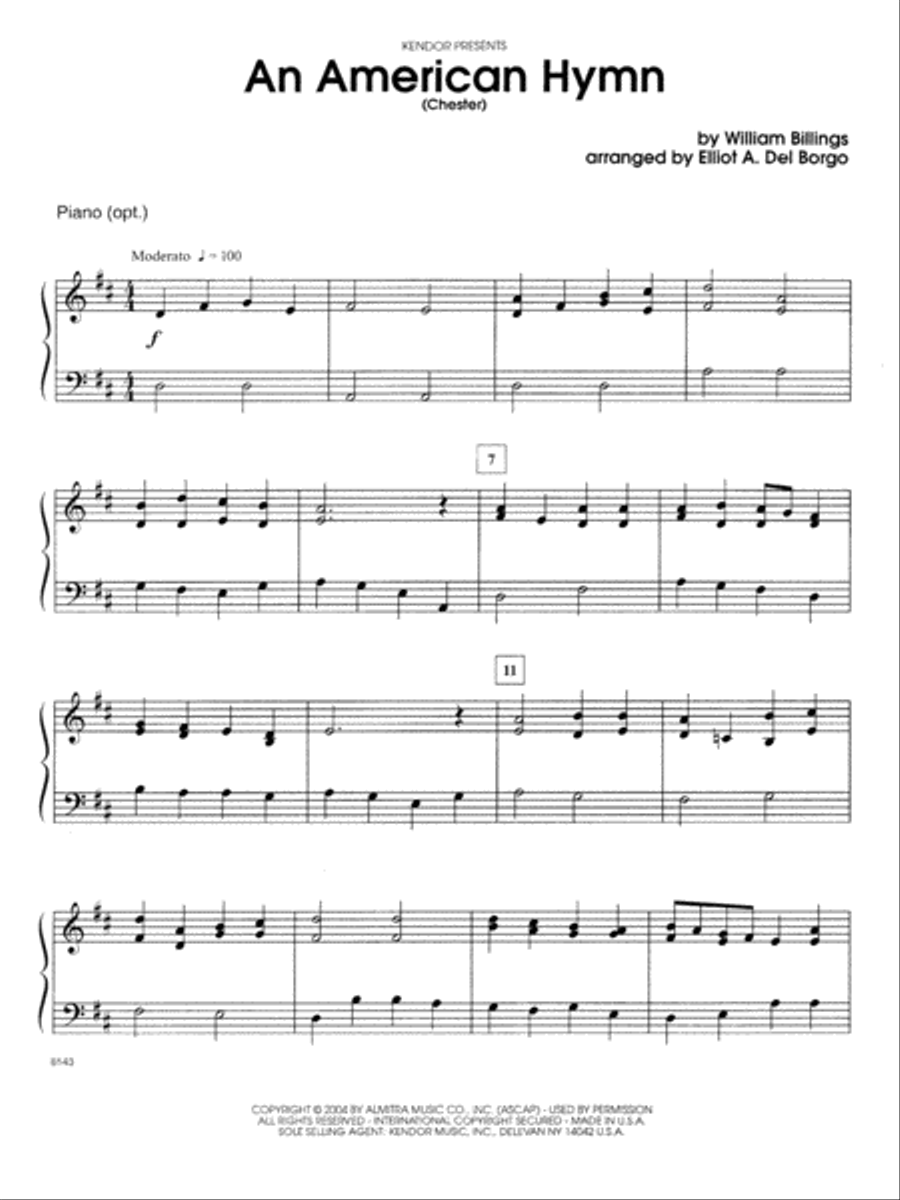 An American Hymn (Chester) - Piano Easy Piano scores gallery preview page 1