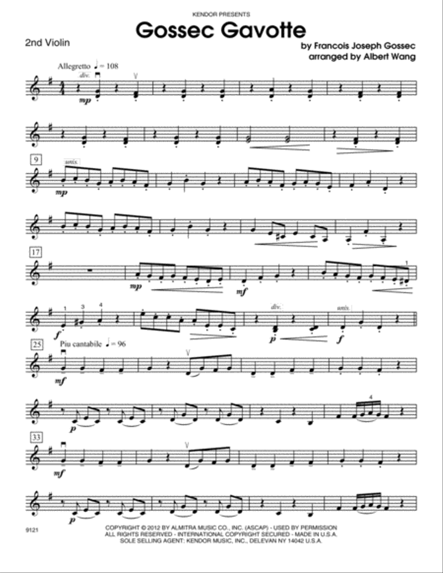 Gossec Gavotte - Violin 2 Orchestra scores gallery preview page 1