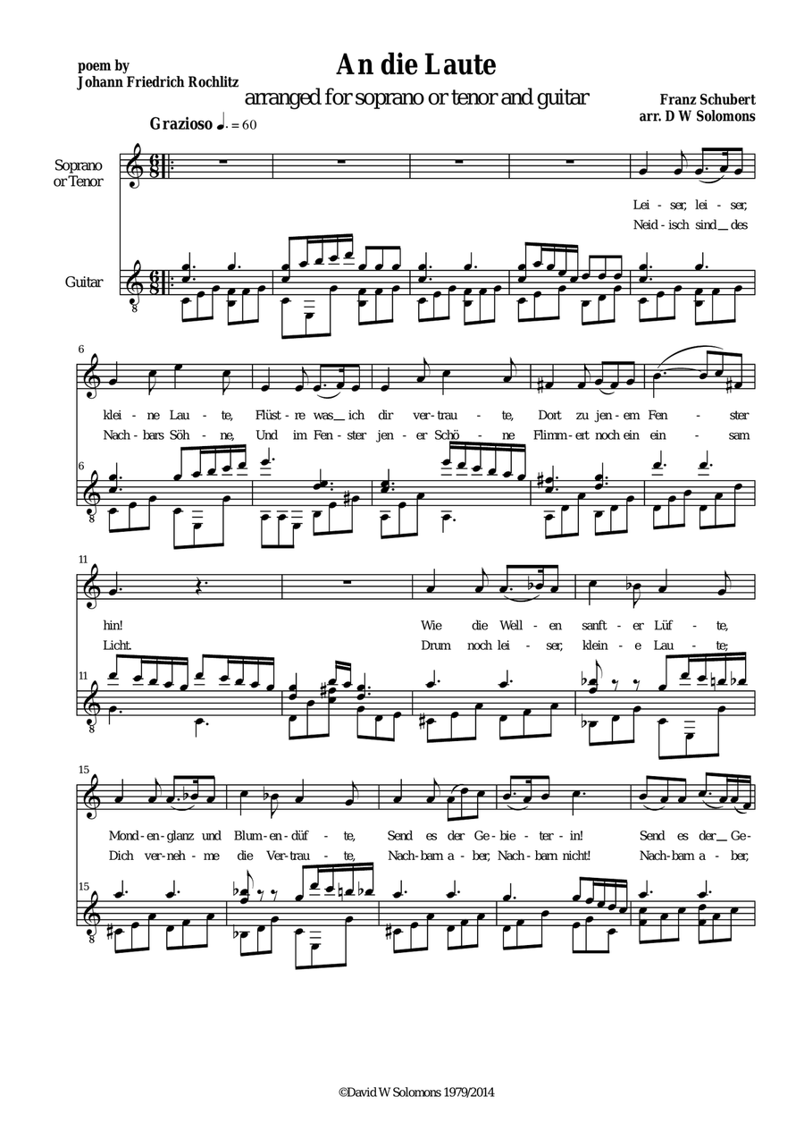 An die Laute high voice and guitar Acoustic Guitar scores gallery preview page 2