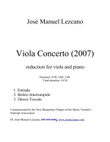 Concerto for Viola, String Orchestra, and Percussion; reduction for Viola and Piano.