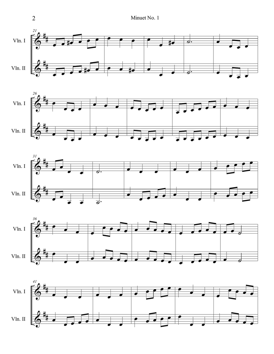 Bach's Minuet No. 1 Bach's Minuet No. 1 String Duet scores gallery preview page 2