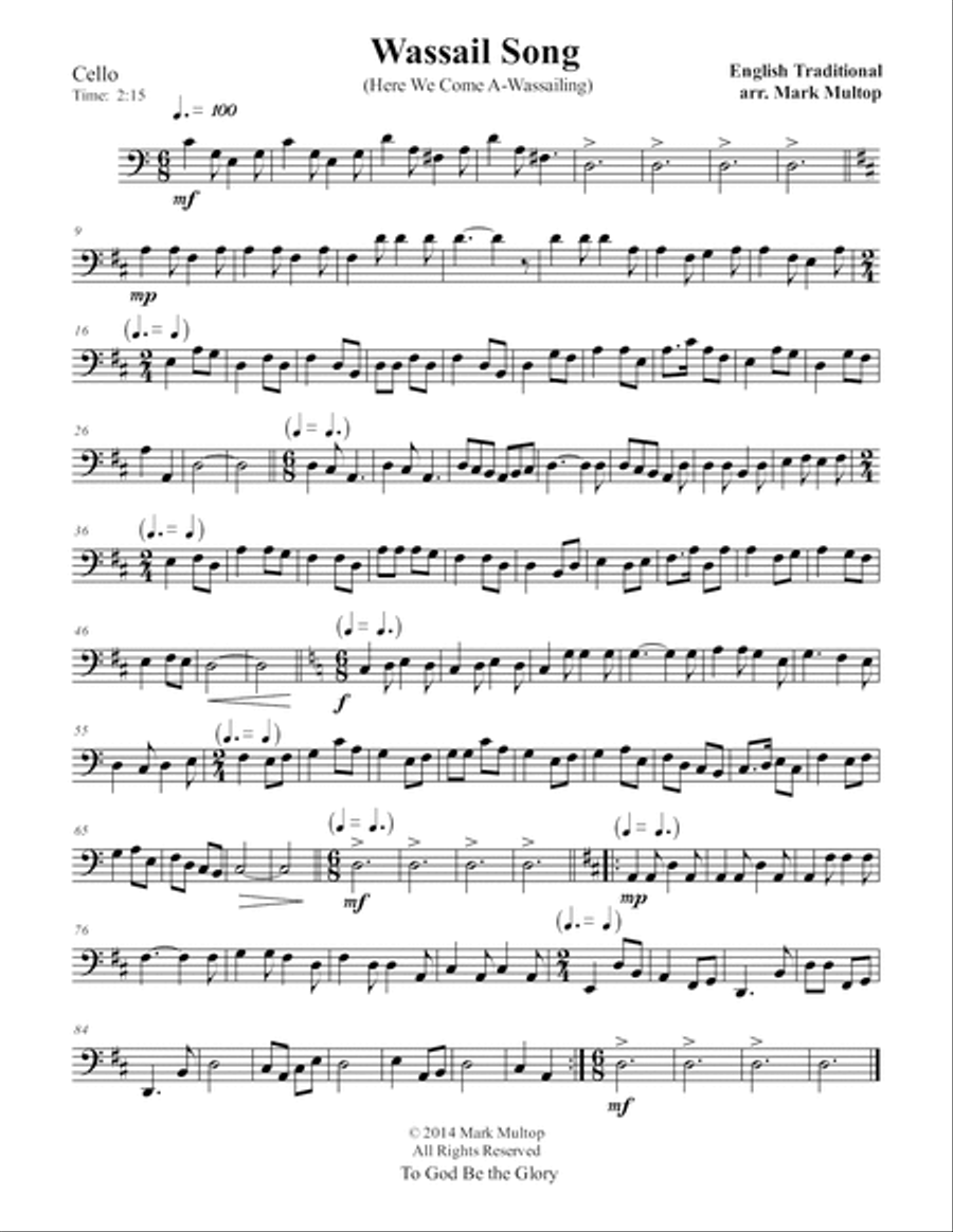 Wassail Song (Here We Come A-Wassailing) String Quartet scores gallery preview page 4