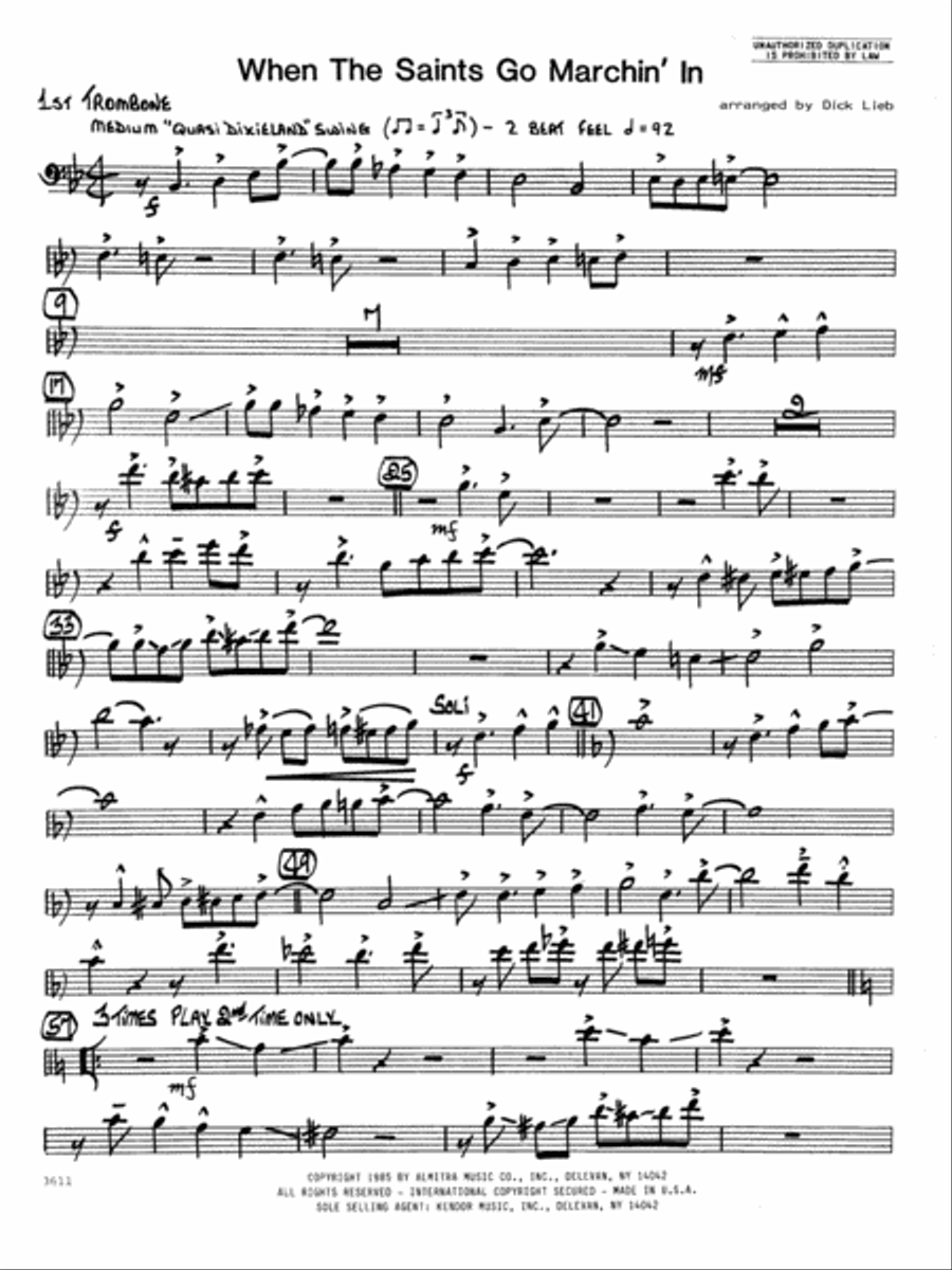 When the Saints Go Marching In - 1st Trombone Jazz Ensemble scores gallery preview page 1