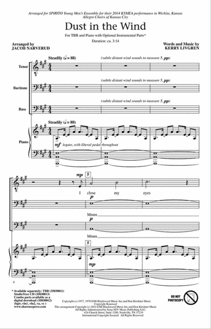 Dust in the Wind Dust in the Wind 3-Part scores gallery preview page 2