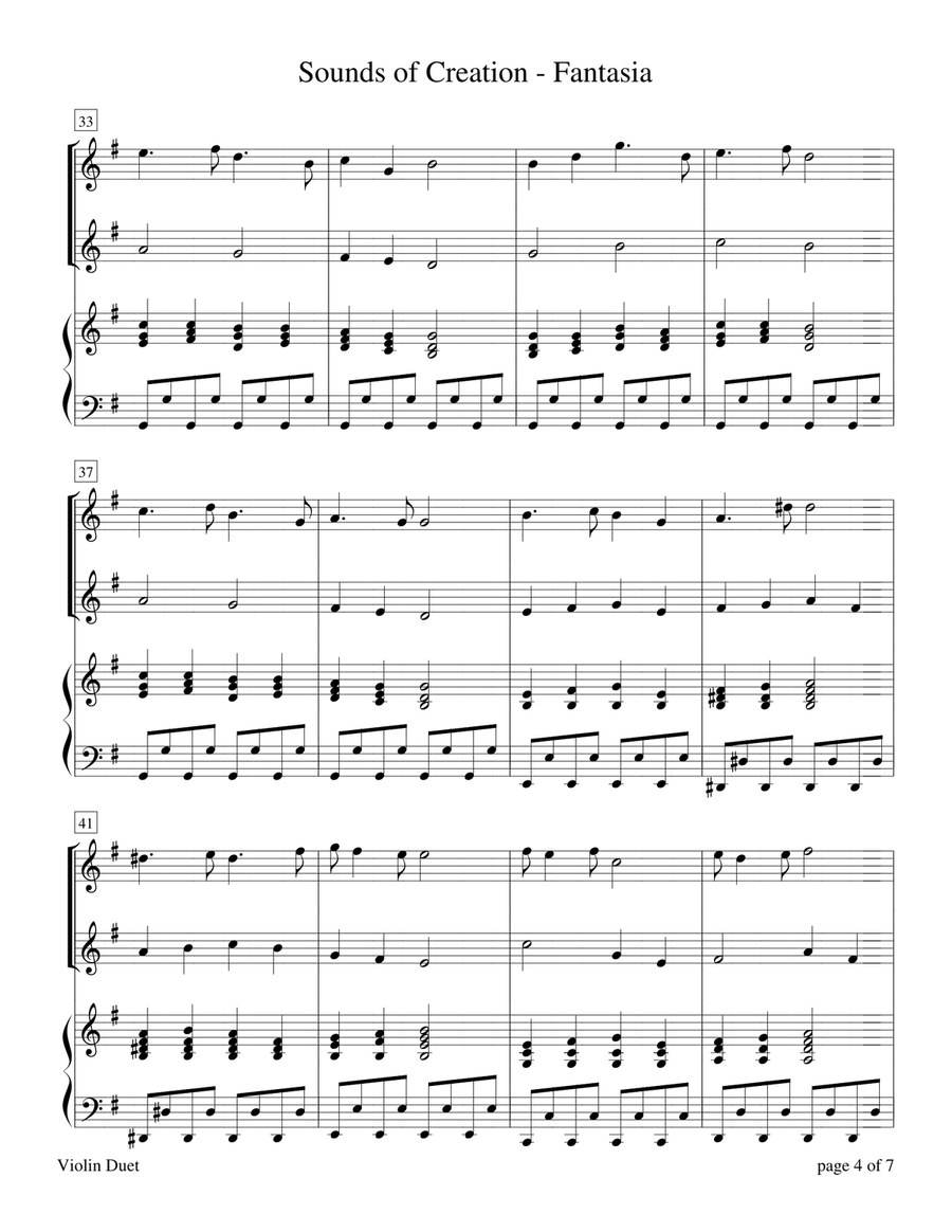 Sounds of Creation: Fantasia (Violin Duet with Piano Accompaniment) Flute scores gallery preview page 5