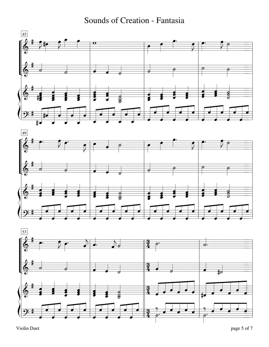 Sounds of Creation: Fantasia (Violin Duet with Piano Accompaniment) Flute scores gallery preview page 6