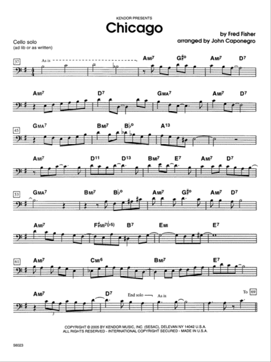 Chicago - Cello Solo Cello Solo scores gallery preview page 1