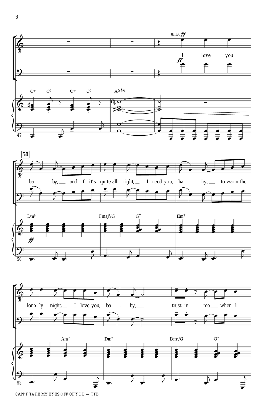 Can't Take My Eyes Off Of You (from Jersey Boys) (arr. Ed Lojeski) TTBB scores gallery preview page 6