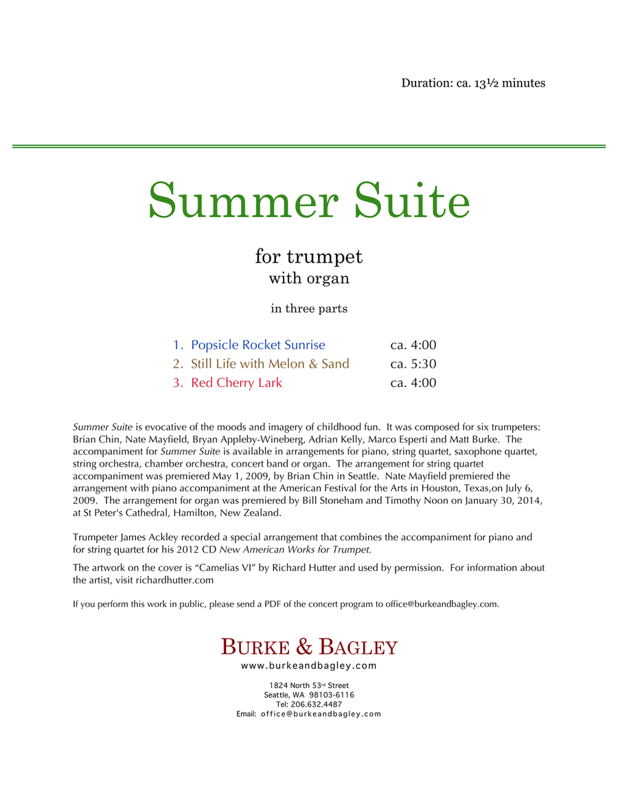 Summer Suite for trumpet & organ by Greg Bartholomew Trumpet Duet - Digital Sheet Music page 2