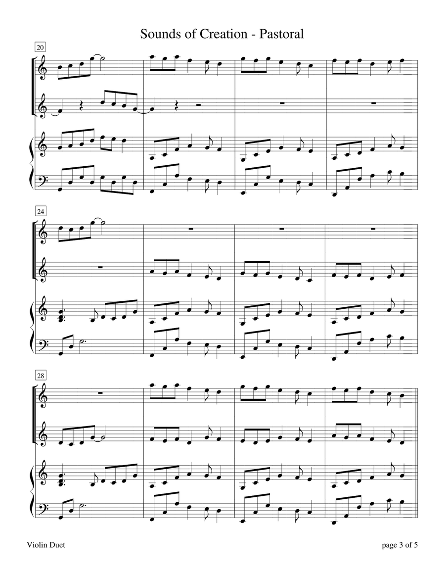 Sounds of Creation: Pastoral (Violin Duet with Piano Accompaniment) Flute scores gallery preview page 6
