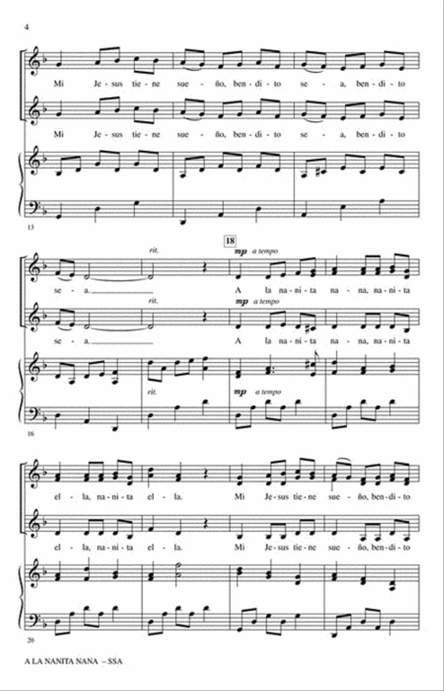 A La Nanita Nana with Coventry Carol SSA scores gallery preview page 3