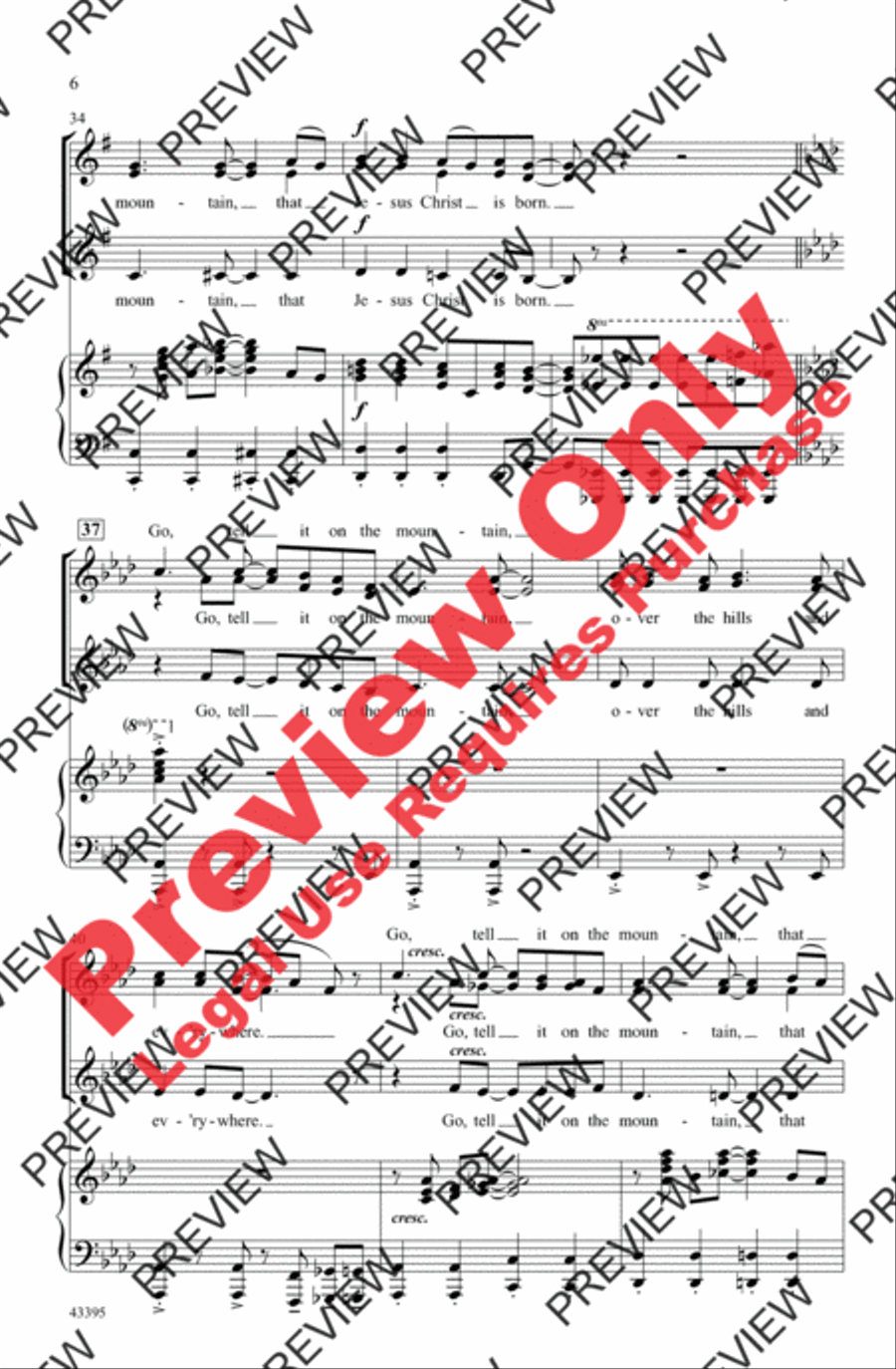 Go, Tell It on the Mountain Women's Choir scores gallery preview page 6