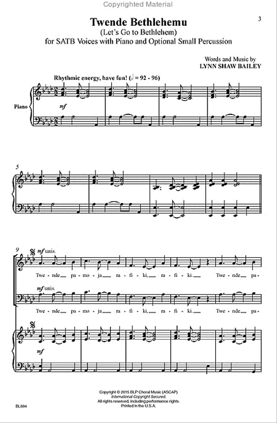 Twende Bethelehemu Twende Bethelehemu 4-Part scores gallery preview page 2