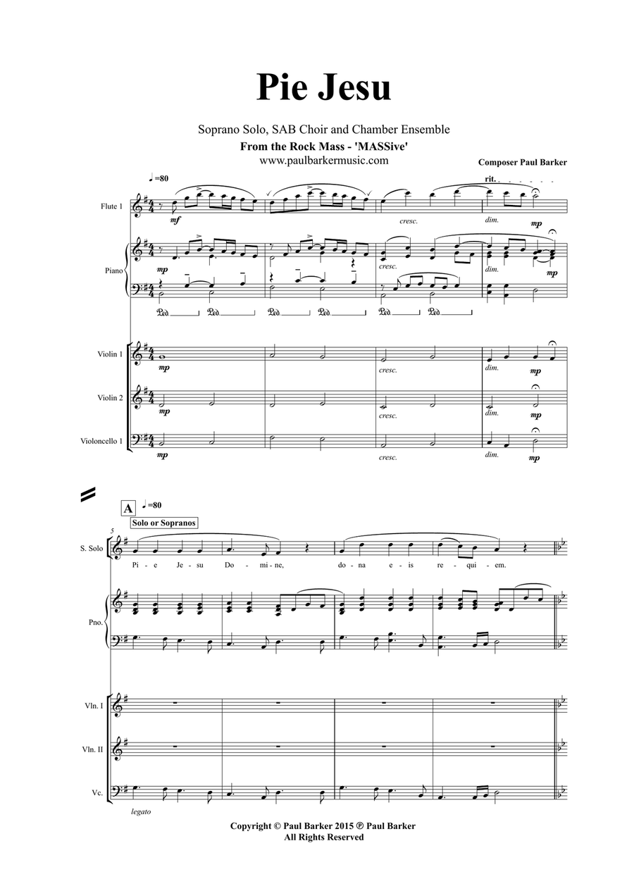 Pie Jesu (SAB Choir & Ensemble) 3-Part scores gallery preview page 2