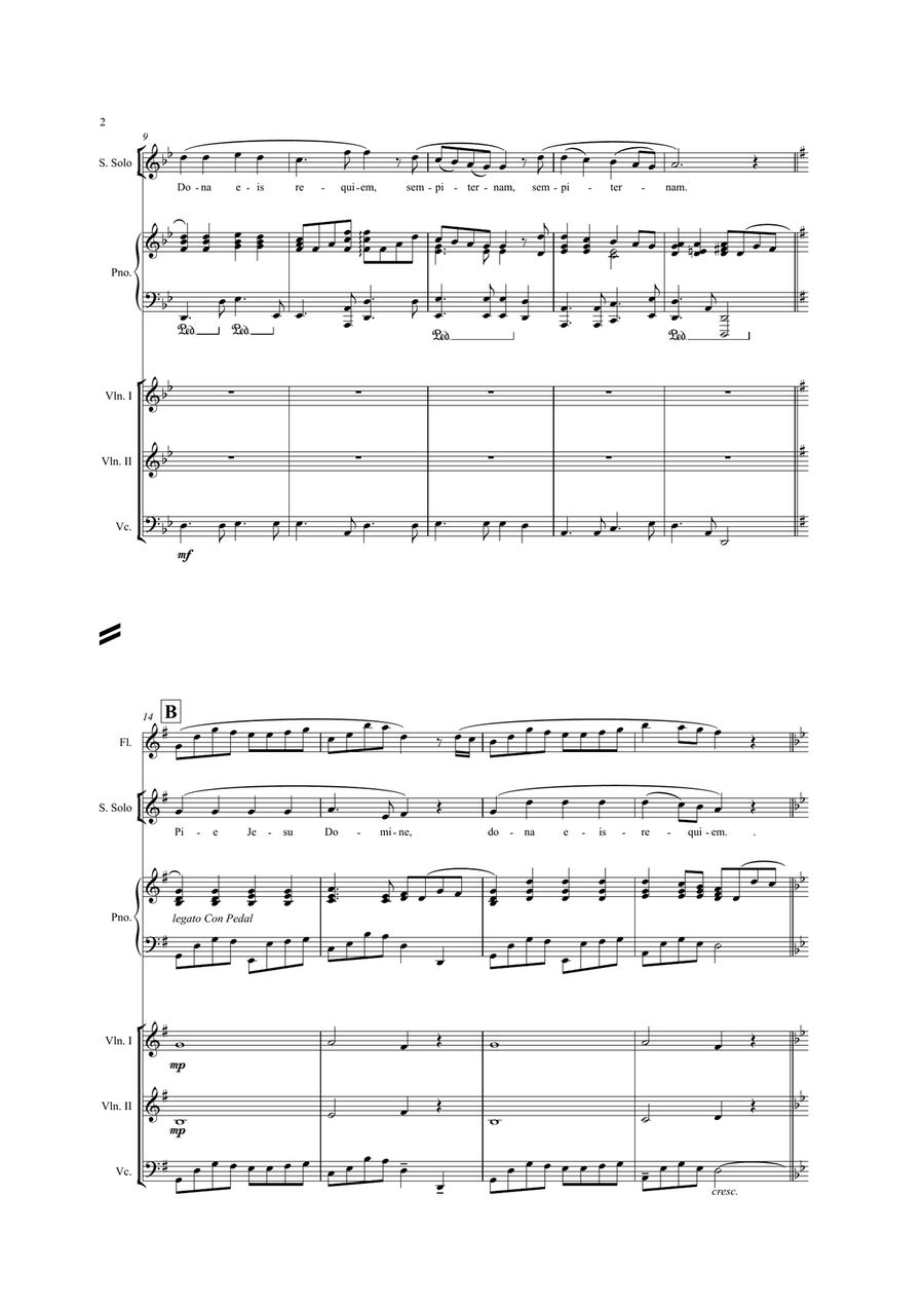 Pie Jesu (SAB Choir & Ensemble) 3-Part scores gallery preview page 3