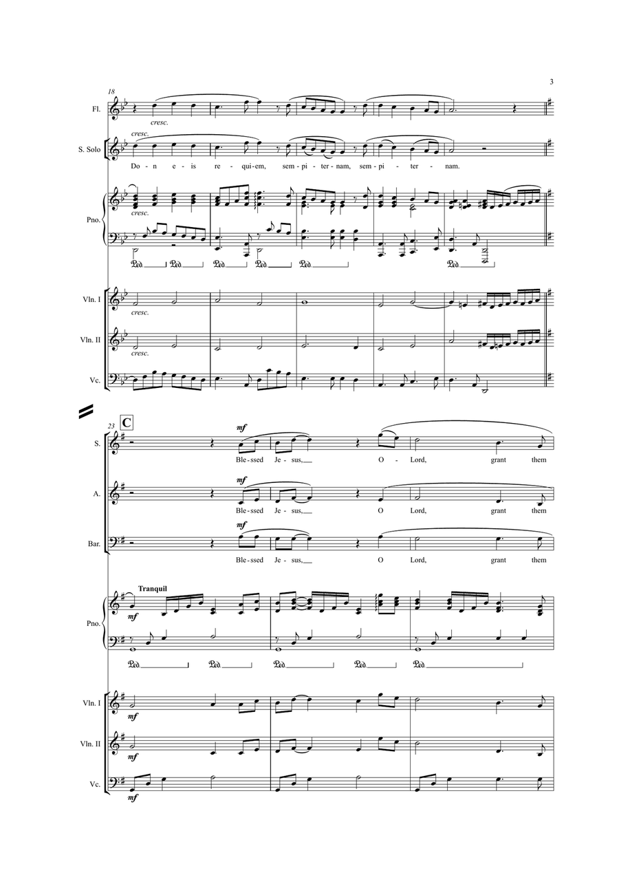 Pie Jesu (SAB Choir & Ensemble) 3-Part scores gallery preview page 4