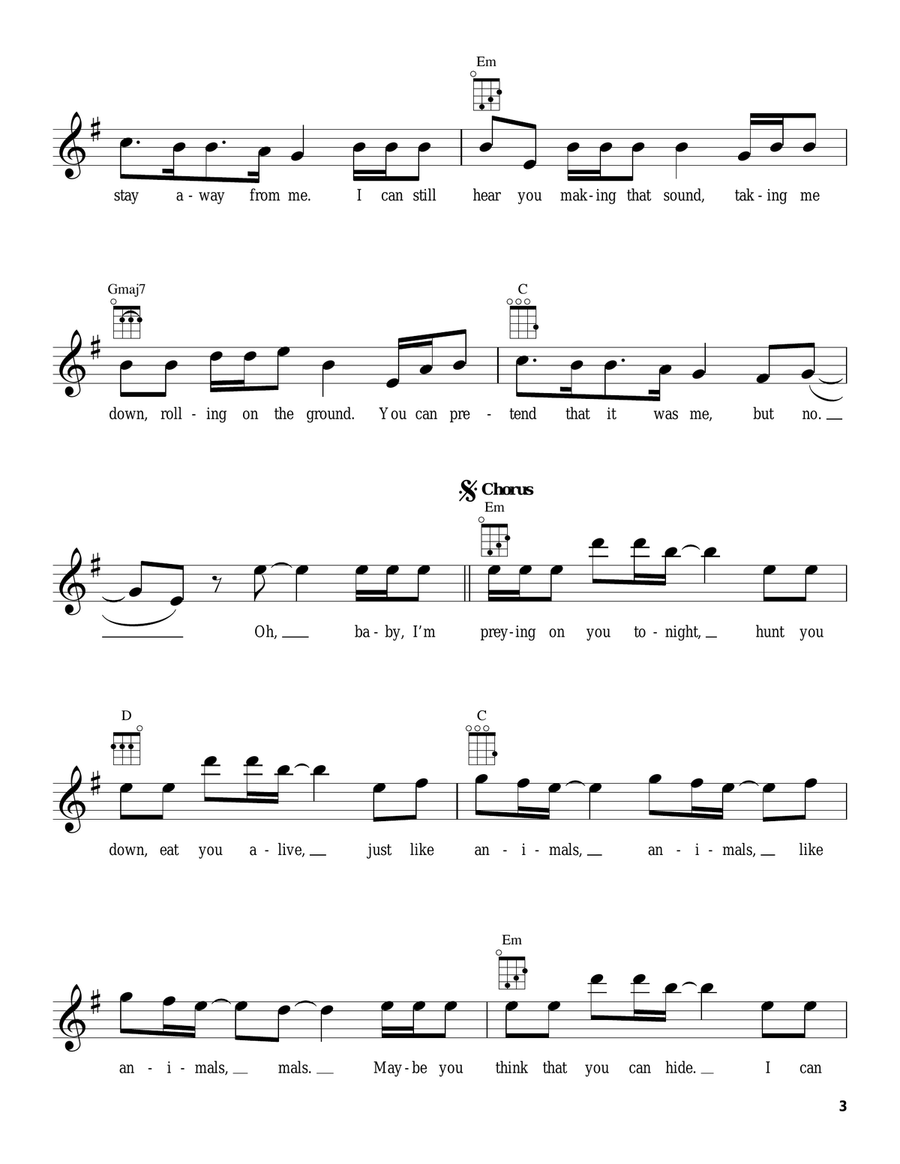 Animals Animals Ukulele scores gallery preview page 3