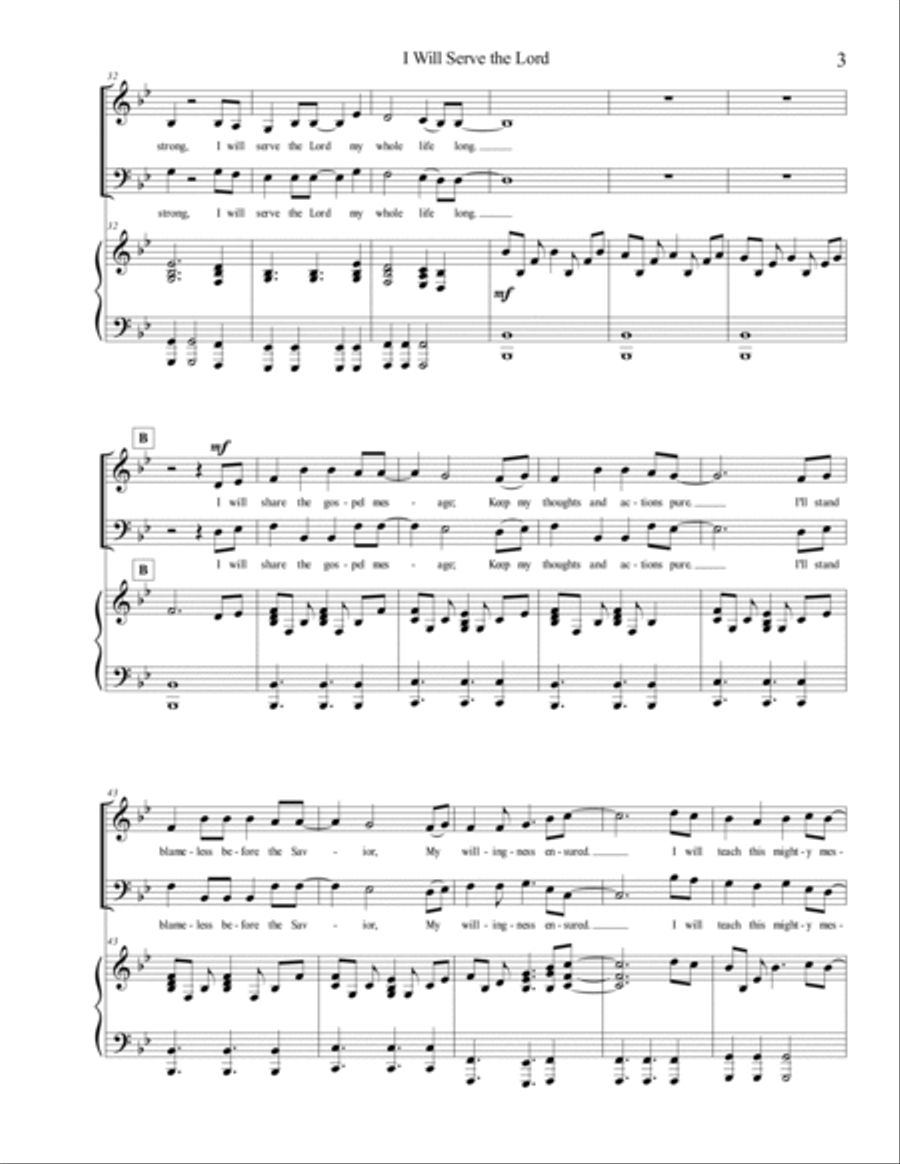 I Will Serve the Lord 2-Part Women/Men 2-Part scores gallery preview page 3