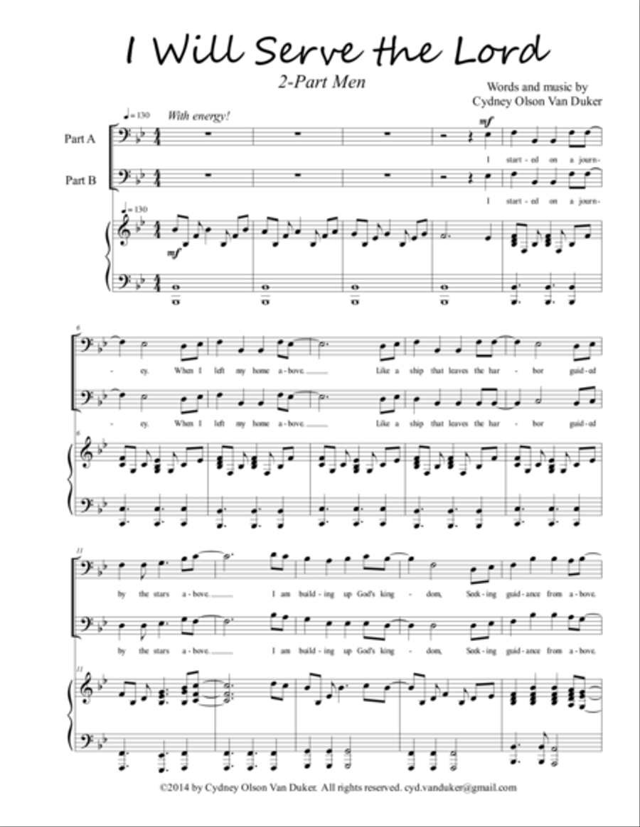 I Will Serve the Lord 2-Part Men 2-Part scores gallery preview page 1