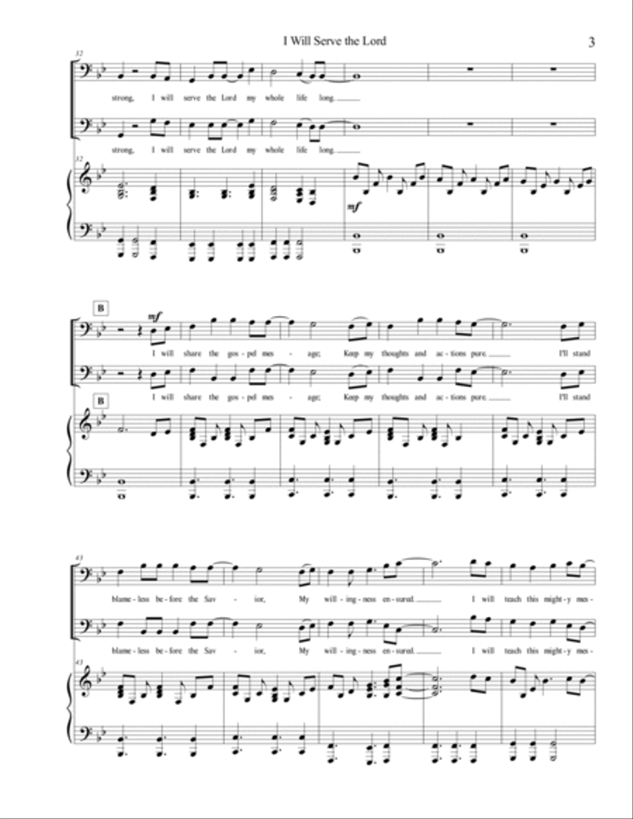 I Will Serve the Lord 2-Part Men 2-Part scores gallery preview page 3