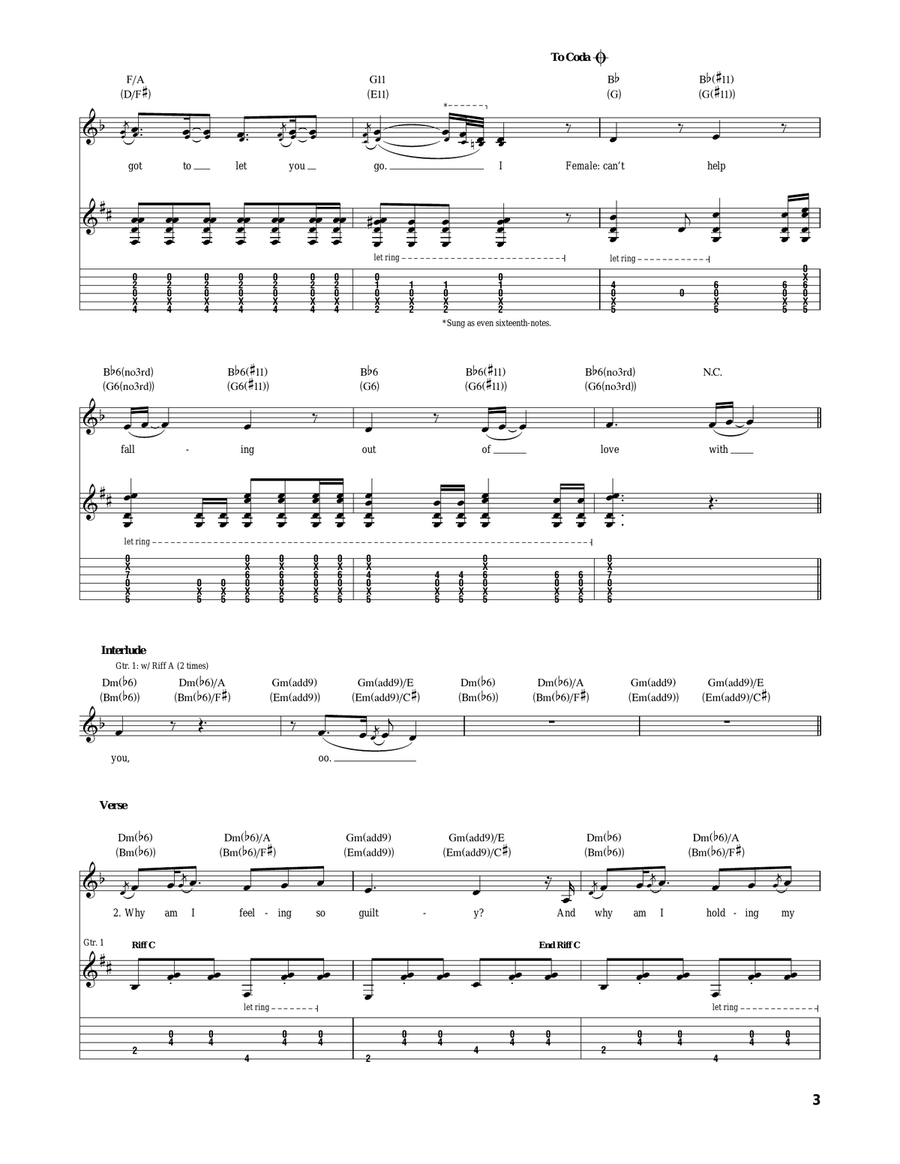 Falling Falling Acoustic Guitar scores gallery preview page 3