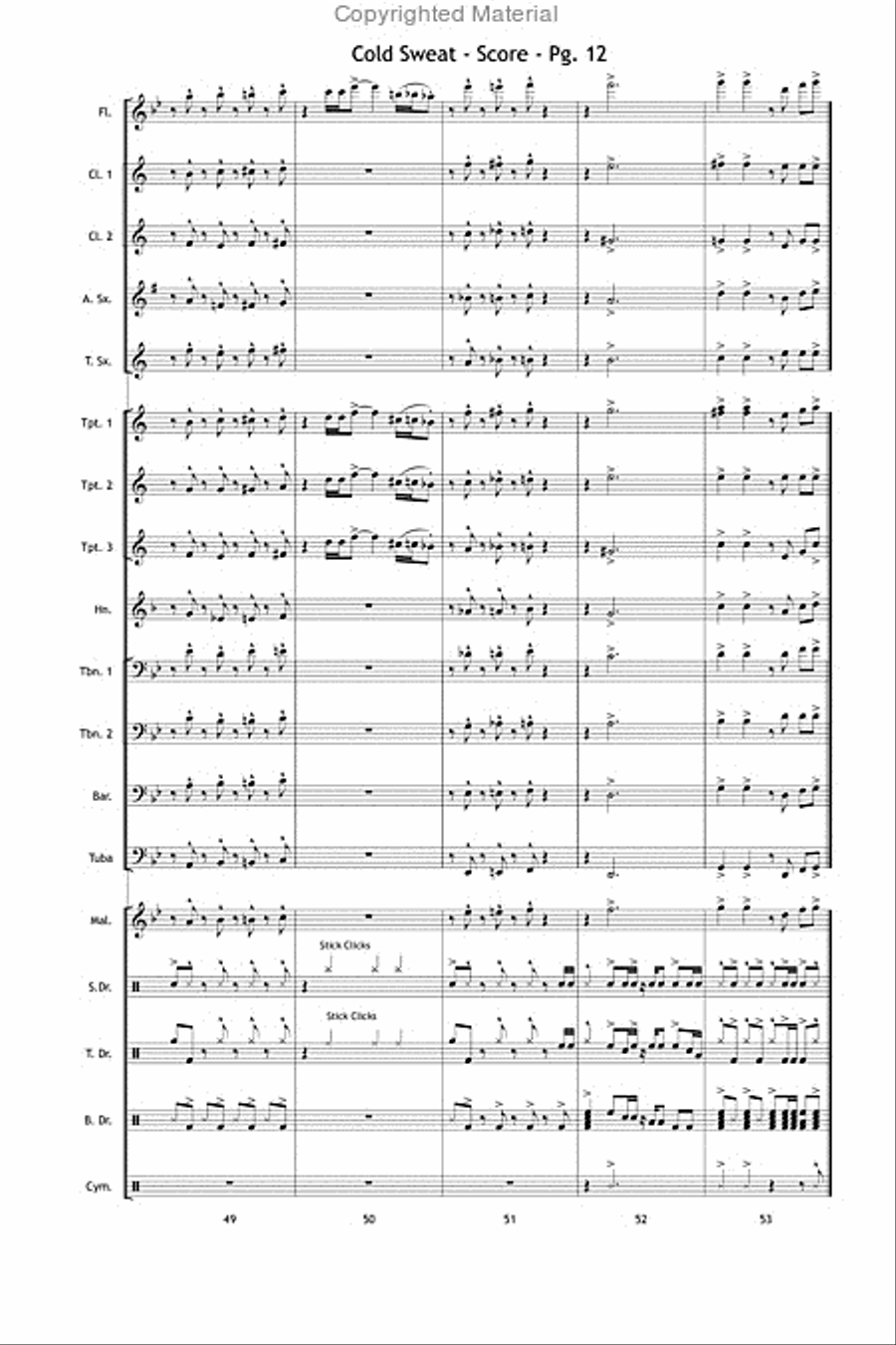 Cold Sweat Cold Sweat Marching Band scores gallery preview page 13