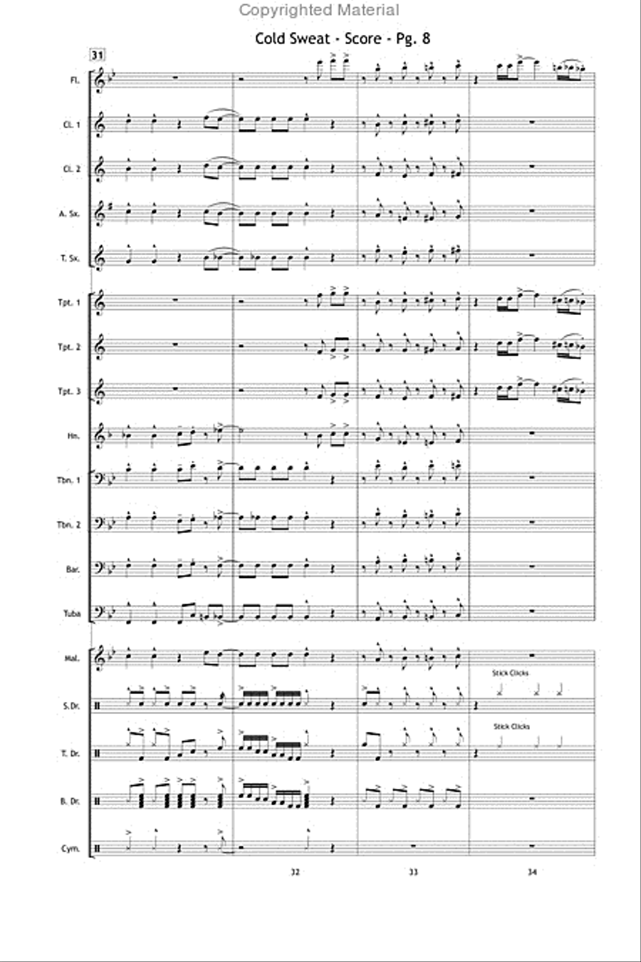 Cold Sweat Cold Sweat Marching Band scores gallery preview page 9