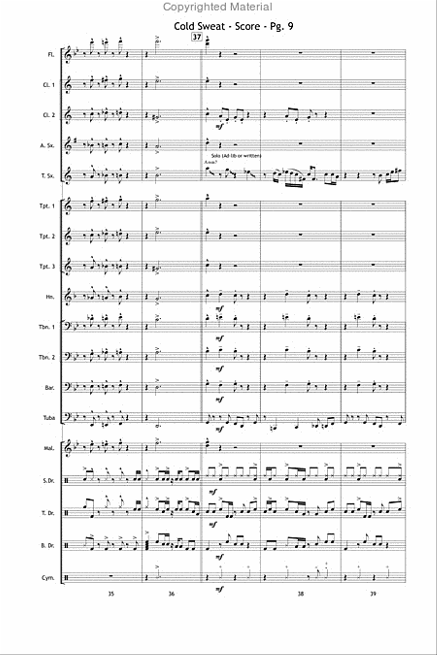 Cold Sweat Cold Sweat Marching Band scores gallery preview page 10