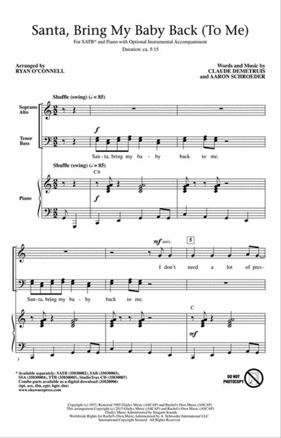 Santa, Bring My Baby Back (To Me) Choir scores gallery preview page 2