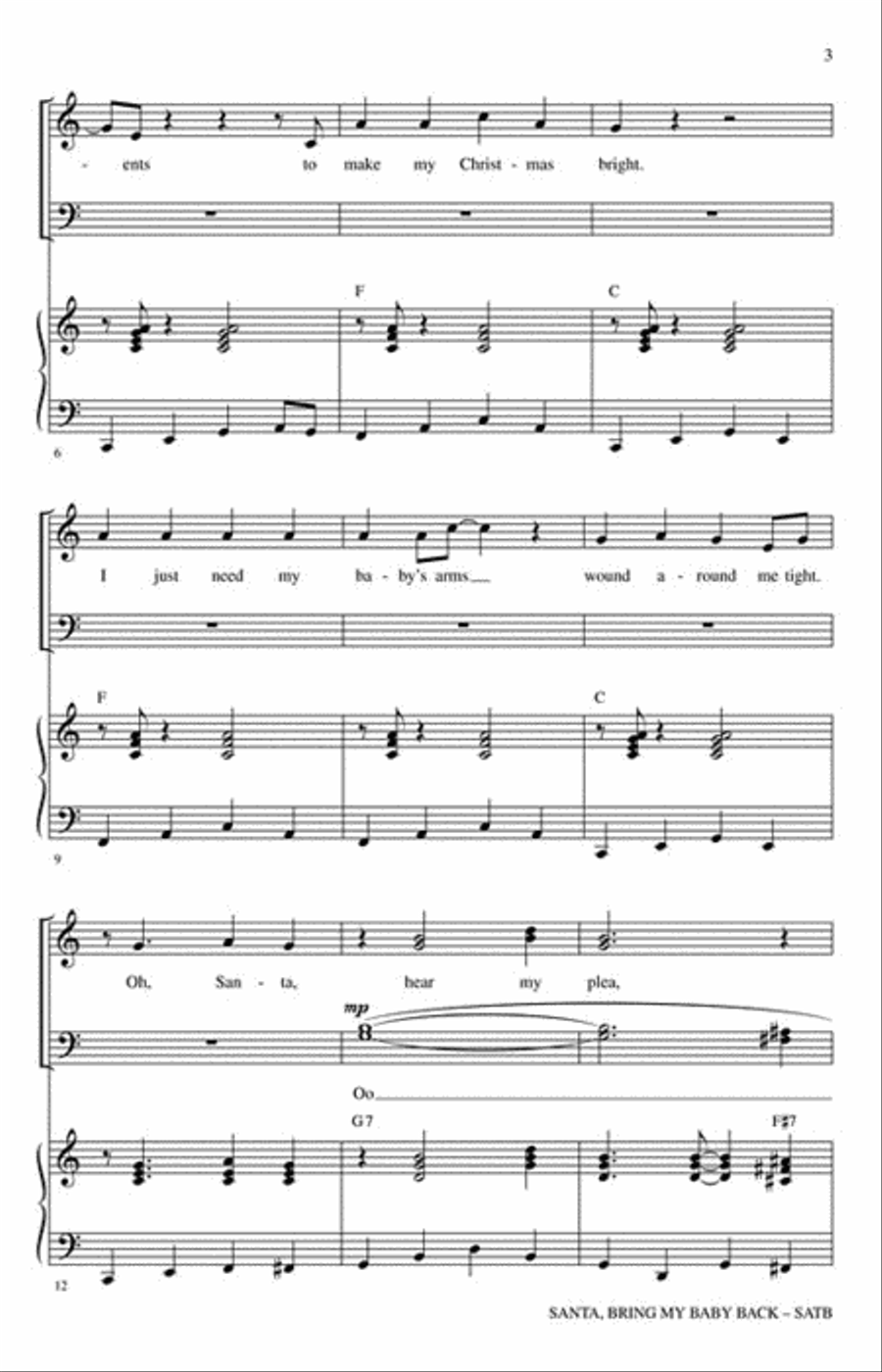 Santa, Bring My Baby Back (To Me) Choir scores gallery preview page 3