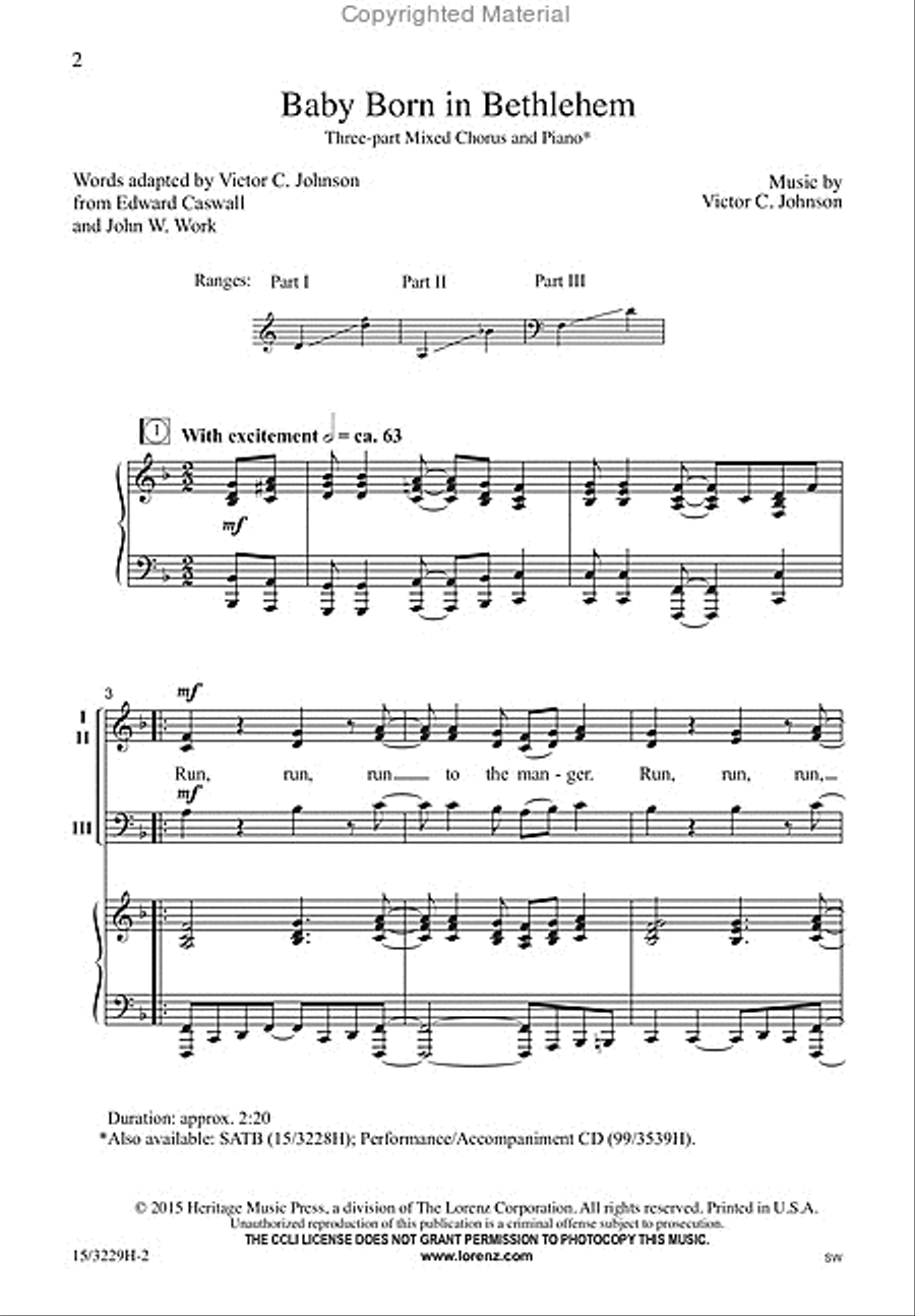 Baby Born in Bethlehem Baby Born in Bethlehem 3-Part scores gallery preview page 2