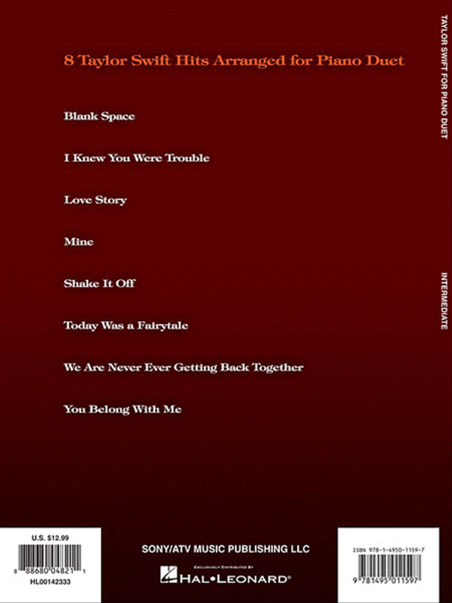 Taylor Swift for Piano Duet 1 Piano, 4-Hands scores gallery preview page 2