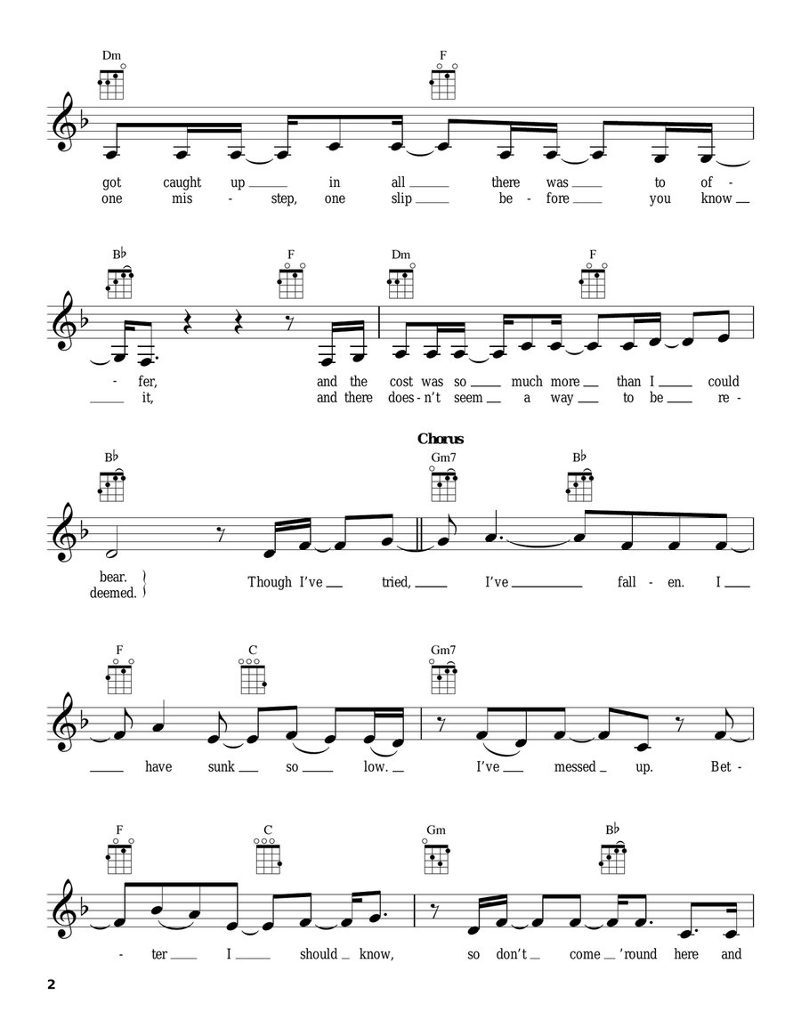 Fallen Fallen Ukulele scores gallery preview page 2