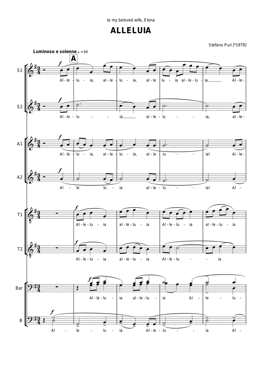 Alleluia (from The Wedding Mass) 4-Part scores gallery preview page 4