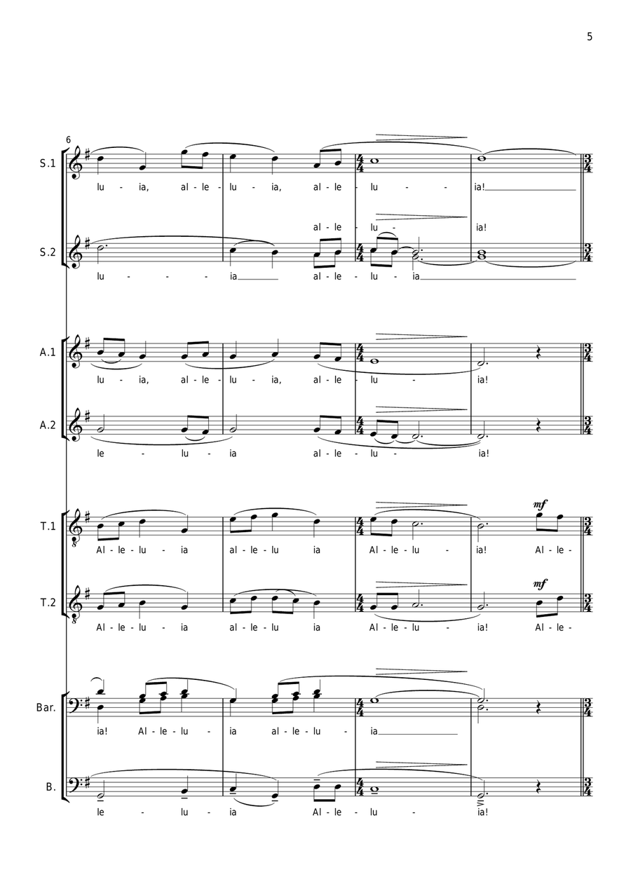Alleluia (from The Wedding Mass) 4-Part scores gallery preview page 5